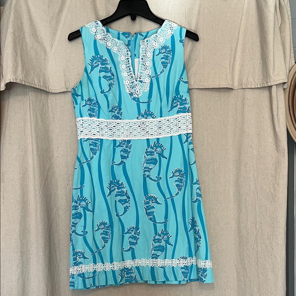 Lilly Pulitzer Turquoise Seahorse Mini Dress